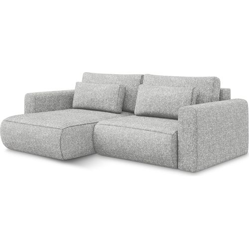 2-Sitzer Ecksofa mit Schlaffunktion - Ecke Links - Strukturstoff - Silber - KAPUA