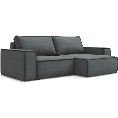 2-Sitzer Ecksofa mit Schlaffunktion - Ecke Rechts - Strukturstoff - Grau - KIMO