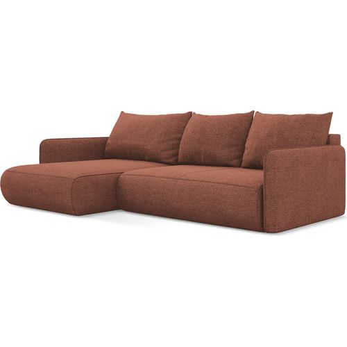 3-Sitzer Ecksofa mit Schlaffunktion - Ecke Links - Chenille - Gedämpftes Rosa - NANEA