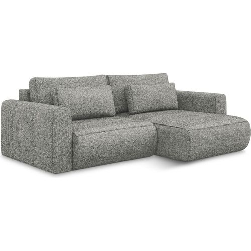 2-Sitzer Ecksofa mit Schlaffunktion - Ecke Rechts - Strukturstoff - Stahl - KAPUA