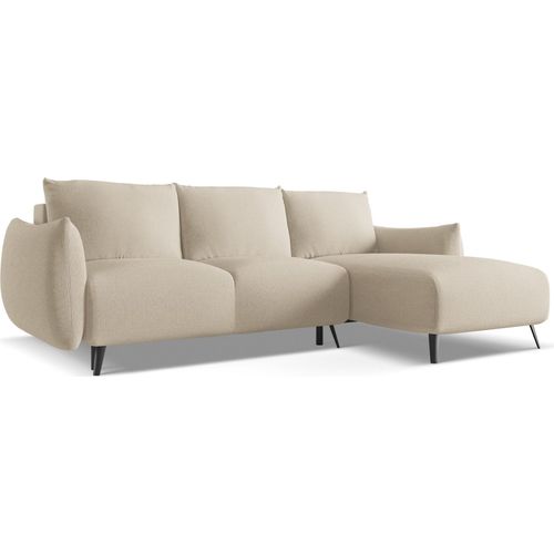 Ecksofa mit Schlaffunktion - Ecke Rechts - Chenille - Dunkelbeige - MALIE