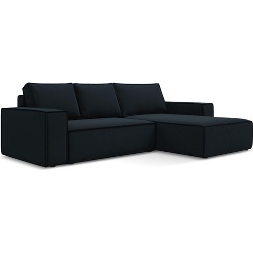 3-Sitzer Ecksofa mit Schlaffunktion - Ecke Rechts - Samt - Königsblau - KIMO