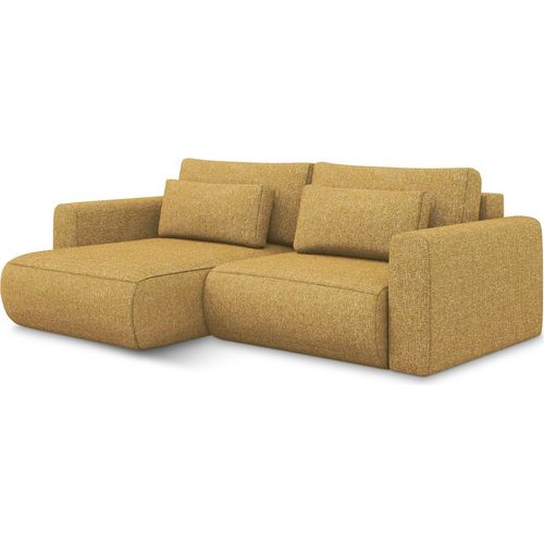 2-Sitzer Ecksofa mit Schlaffunktion - Ecke Links - Strukturstoff - Senf - KAPUA