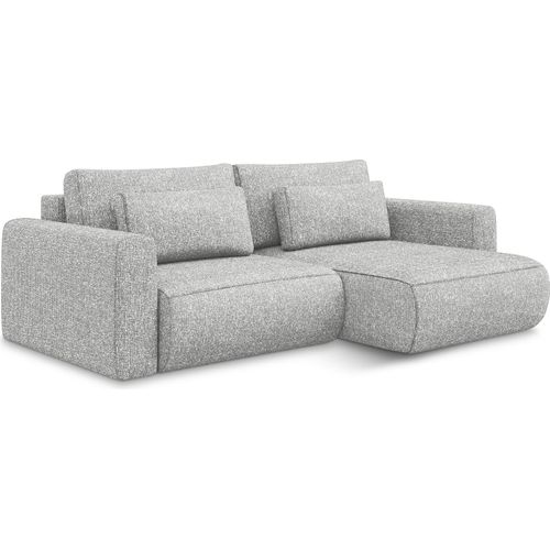 2-Sitzer Ecksofa mit Schlaffunktion - Ecke Rechts - Strukturstoff - Silber - KAPUA