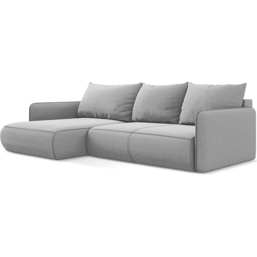 3-Sitzer Ecksofa mit Schlaffunktion - Ecke Links - Samt - Grau - NANEA