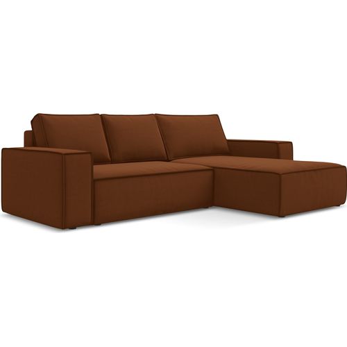 3-Sitzer Ecksofa mit Schlaffunktion - Ecke Rechts - Samt - Terrakotta - KIMO
