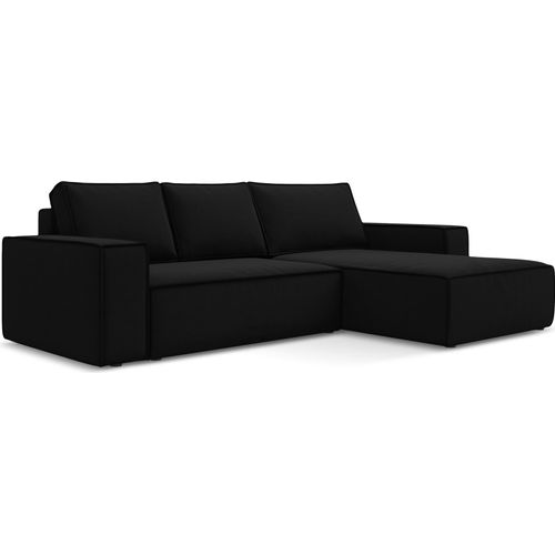 3-Sitzer Ecksofa mit Schlaffunktion - Ecke Rechts - Samt - Schwarz - KIMO