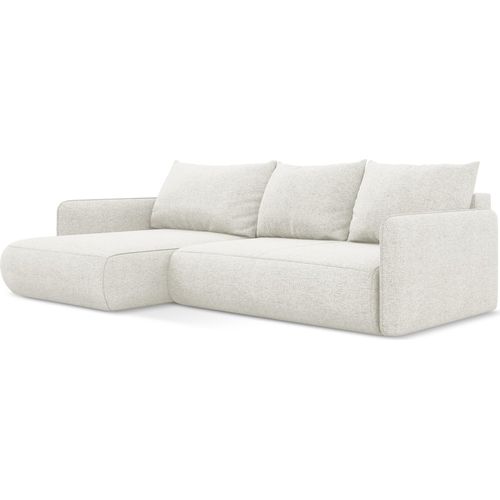 3-Sitzer Ecksofa mit Schlaffunktion - Ecke Links - Chenille - Weiß - NANEA