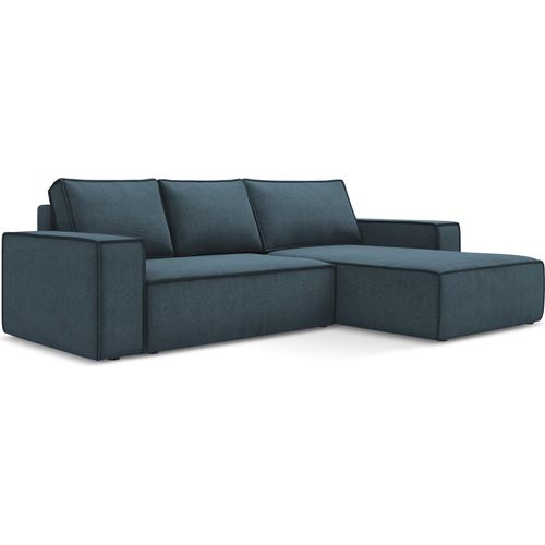 3-Sitzer Ecksofa mit Schlaffunktion - Ecke Rechts - Strukturstoff - Jeans - KIMO