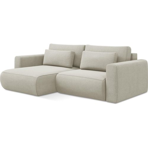 2-Sitzer Ecksofa mit Schlaffunktion - Ecke Links - Strukturstoff - Hell beige - KAPUA