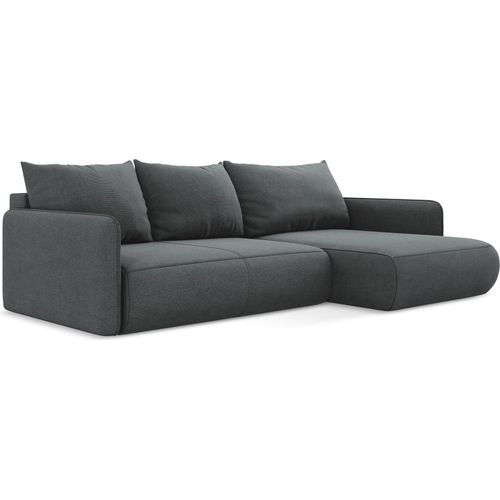 3-Sitzer Ecksofa mit Schlaffunktion - Ecke Rechts - Strukturstoff - Grau - NANEA