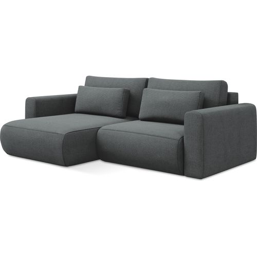 2-Sitzer Ecksofa mit Schlaffunktion - Ecke Links - Strukturstoff - Grau - KAPUA