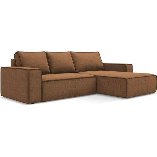 3-Sitzer Ecksofa mit Schlaffunktion - Ecke Rechts - Strukturstoff - Terrakotta - KIMO
