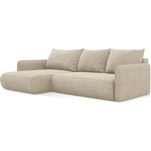 3-Sitzer Ecksofa mit Schlaffunktion - Ecke Links - Chenille - Dunkelbeige - NANEA