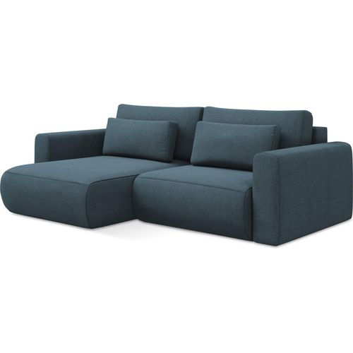 2-Sitzer Ecksofa mit Schlaffunktion - Ecke Links - Strukturstoff - Jeans Blau - KAPUA