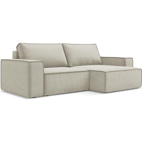 2-Sitzer Ecksofa mit Schlaffunktion - Ecke Rechts - Strukturstoff - Hell beige - KIMO
