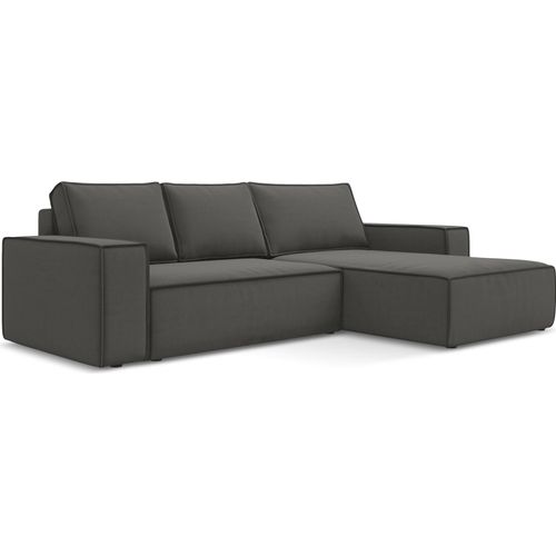 3-Sitzer Ecksofa mit Schlaffunktion - Ecke Rechts - Samt - Stahl - KIMO
