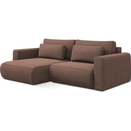 2-Sitzer Ecksofa mit Schlaffunktion - Ecke Links - Strukturstoff - Puderrosa - KAPUA