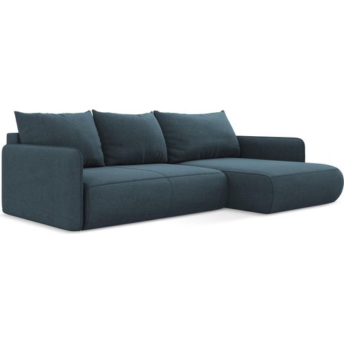 3-Sitzer Ecksofa mit Schlaffunktion - Ecke Rechts - Strukturstoff - Jeans - NANEA