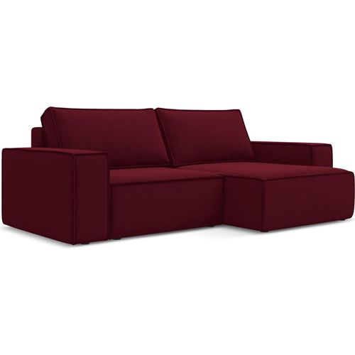 2-Sitzer Ecksofa mit Schlaffunktion - Ecke Rechts - Samt - Burgund - KIMO