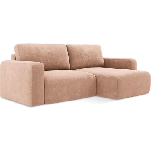 Ecksofa mit Schlaffunktion Rechts - Chenille - Pfirsich - KONA