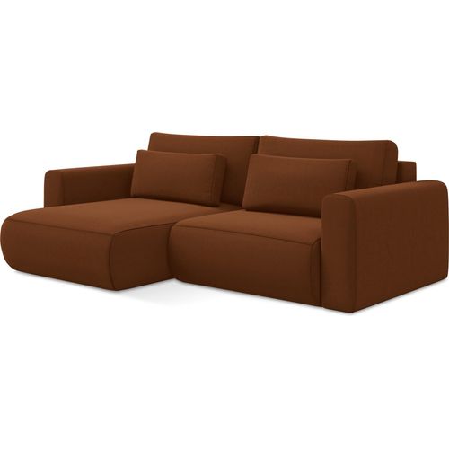 2-Sitzer Ecksofa mit Schlaffunktion - Ecke Links - Samt - Terrakotta - KAPUA