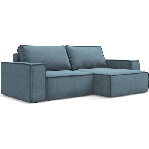 2-Sitzer Ecksofa mit Schlaffunktion - Ecke Rechts - Strukturstoff - Hellblau - KIMO