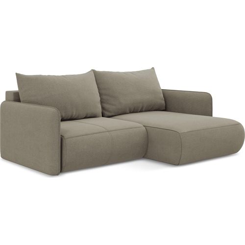 2,5-Sitzer Ecksofa mit Schlaffunktion - Ecke Rechts - Strukturstoff - Dunkelbeige - NANEA