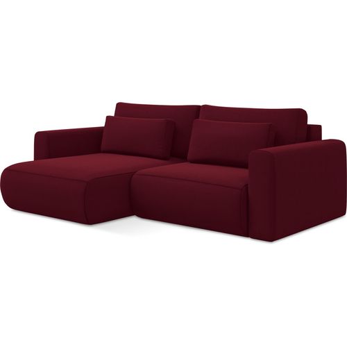 2-Sitzer Ecksofa mit Schlaffunktion - Ecke Links - Samt - Burgund - KAPUA