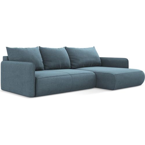 3-Sitzer Ecksofa mit Schlaffunktion - Ecke Rechts - Strukturstoff - Hellblau - NANEA