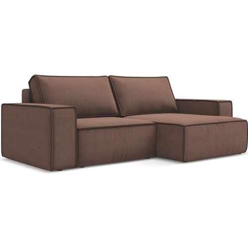 2-Sitzer Ecksofa mit Schlaffunktion - Ecke Rechts - Strukturstoff - Puderrosa - KIMO