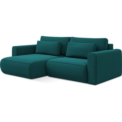 2-Sitzer Ecksofa mit Schlaffunktion - Ecke Links - Samt - Marine - KAPUA