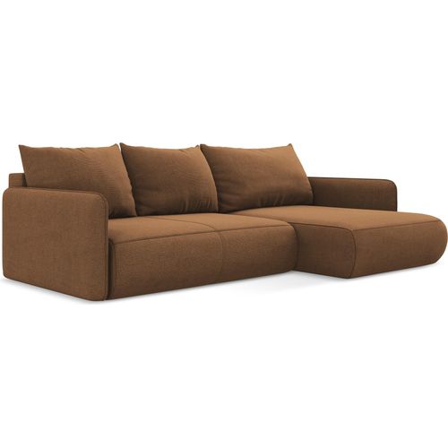 3-Sitzer Ecksofa mit Schlaffunktion - Ecke Rechts - Strukturstoff - Terrakotta - NANEA