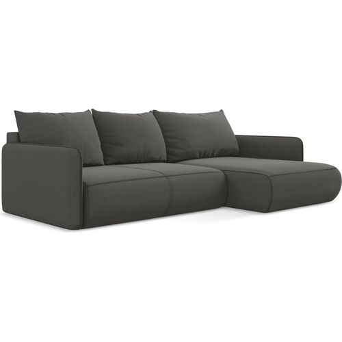 3-Sitzer Ecksofa mit Schlaffunktion - Ecke Rechts - Samt - Stahl - NANEA
