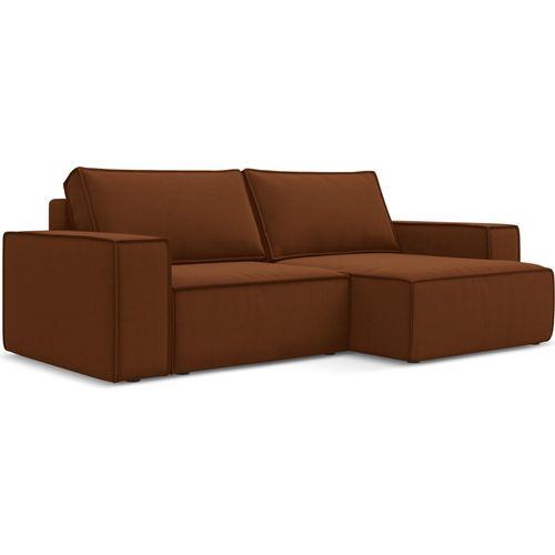 2-Sitzer Ecksofa mit Schlaffunktion - Ecke Rechts - Samt - Terrakotta - KIMO