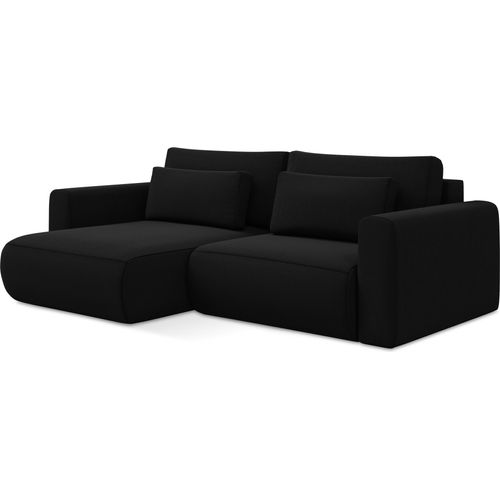 2-Sitzer Ecksofa mit Schlaffunktion - Ecke Links - Samt - Schwarz - KAPUA