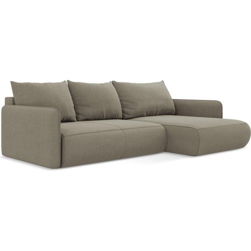 3-Sitzer Ecksofa mit Schlaffunktion - Ecke Rechts - Strukturstoff - Dunkelbeige - NANEA