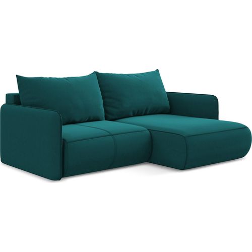 2,5-Sitzer Ecksofa mit Schlaffunktion - Ecke Rechts - Samt - Marine - NANEA