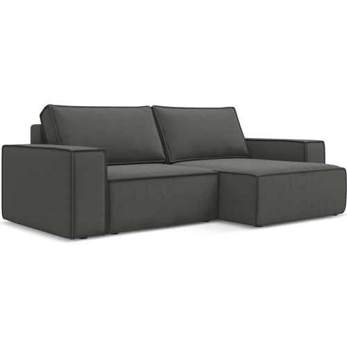2-Sitzer Ecksofa mit Schlaffunktion - Ecke Rechts - Samt - Stahl - KIMO