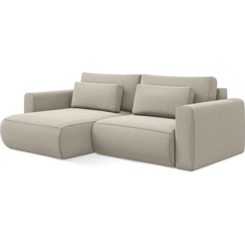 2-Sitzer Ecksofa mit Schlaffunktion - Ecke Links - Samt - Perle - KAPUA