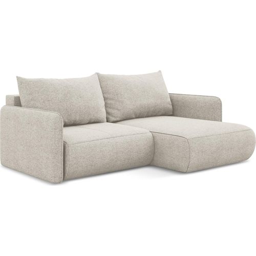 Ecksofa mit Schlaffunktion - Ecke Rechts - Chenille - Silber - NANEA