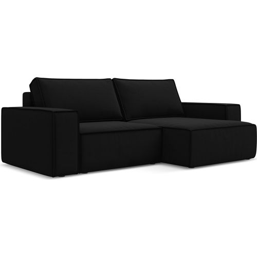2-Sitzer Ecksofa mit Schlaffunktion - Ecke Rechts - Samt - Schwarz - KIMO