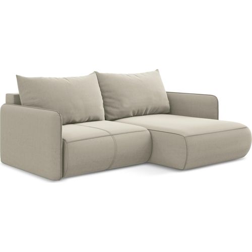 2,5-Sitzer Ecksofa mit Schlaffunktion - Ecke Rechts - Samt - Perle - NANEA