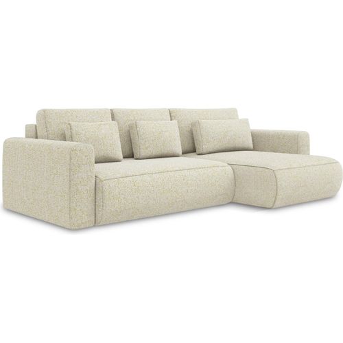 3-Sitzer Ecksofa mit Schlaffunktion - Ecke Rechts - Strukturstoff - Weiß - KAPUA
