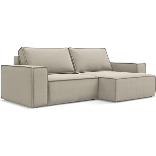 2-Sitzer Ecksofa mit Schlaffunktion - Ecke Rechts - Samt - Perle - KIMO