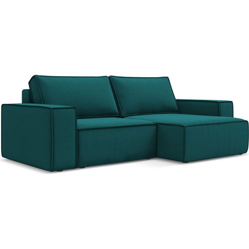 2-Sitzer Ecksofa mit Schlaffunktion - Ecke Rechts - Samt - Marine - KIMO