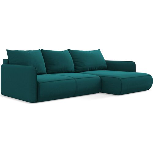3-Sitzer Ecksofa mit Schlaffunktion - Ecke Rechts - Samt - Marine - NANEA