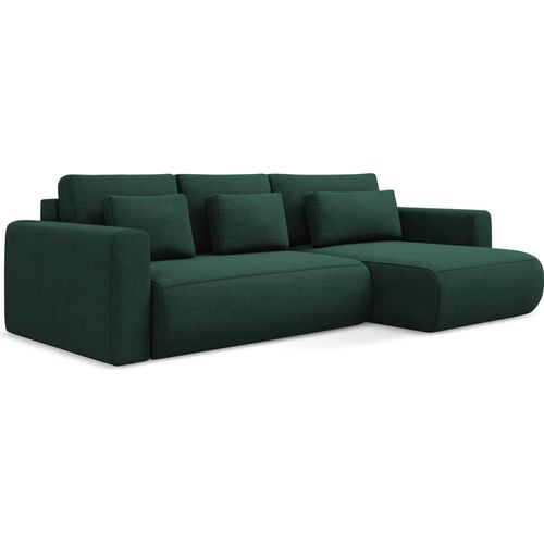 3-Sitzer Ecksofa mit Schlaffunktion - Ecke Rechts - Strukturstoff - Flaschengrün - KAPUA