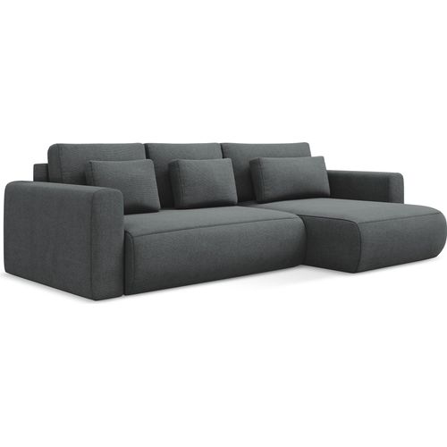 3-Sitzer Ecksofa mit Schlaffunktion - Ecke Rechts - Strukturstoff - Grau - KAPUA