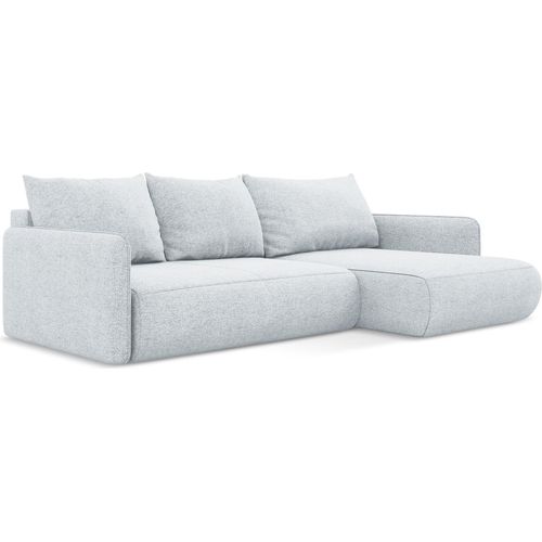 3-Sitzer Ecksofa mit Schlaffunktion - Ecke Rechts - Chenille - Hellblau - NANEA